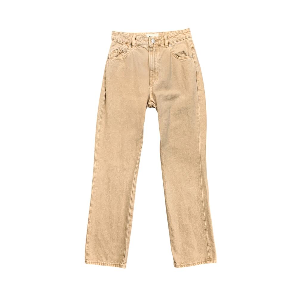 Rollas Jeans Womens 25 Sand Original Straight High Rise Cotton Pockets Ankle